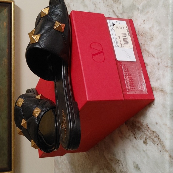 VALENTINO Black Slides Size 40.5 - Picture 2 of 12